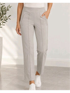 Athleta Stretch Slim Ankle Pants Women’s 2 Beige Pull On Travel Workwear